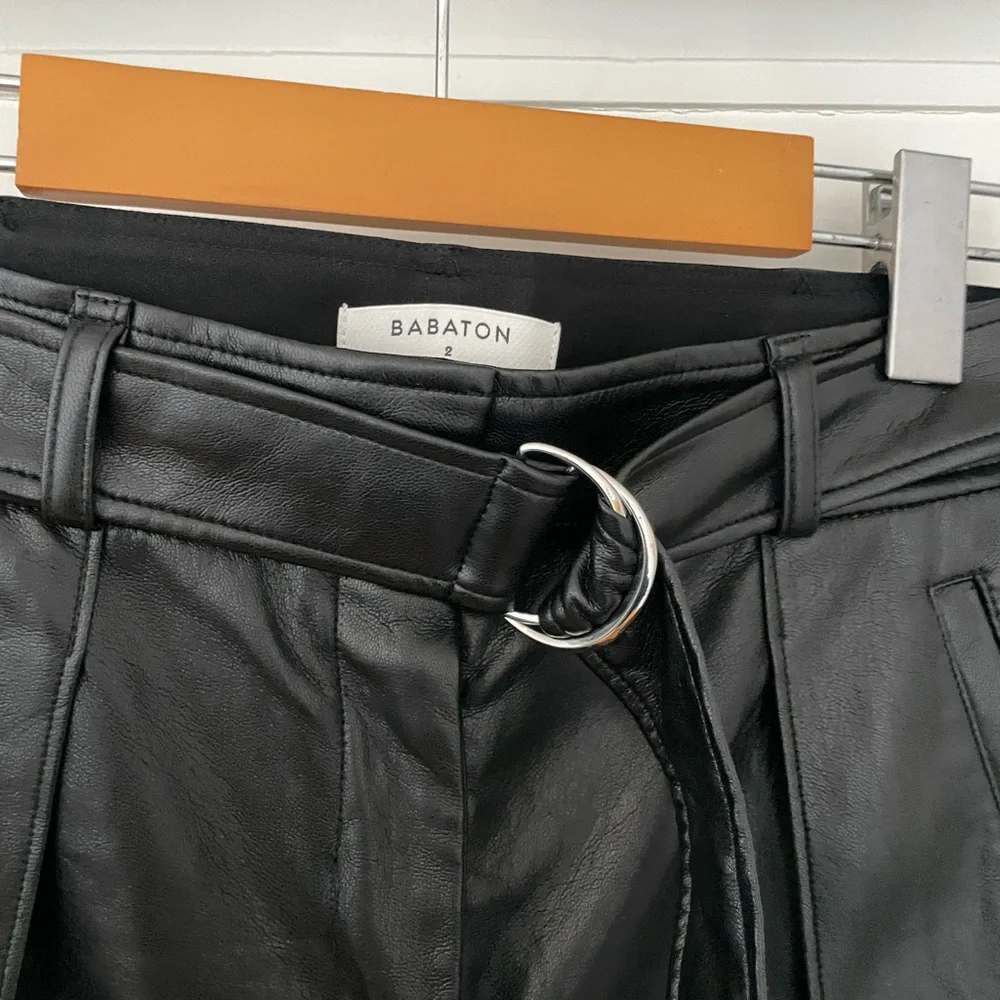 Aritzia Babaton Black Vegan Leather Trouser Pant - Picture 3 of 6